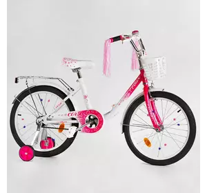 Велосипед 20" дюймов 2-х колёсный "CORSO Fleur" FL - 79307 (1) U-образная стальная рама, ручной тормоз, корзинка, украшения, собран на 75